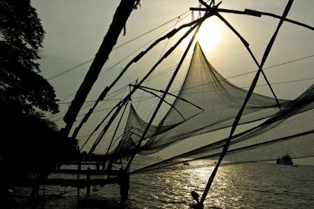 Cochin - Les filets des pêcheurs le long de la plage