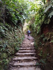 J05-11 Le chemin-escalier qui mène au village est, bien sûr, largement utilisé par les habitants